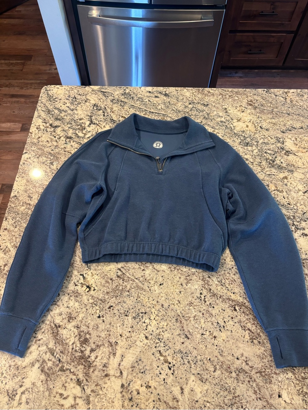 lululemon athletica Blue Cropped Half-Zip Pullover